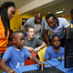 Mark Zuckerberg at CCHub last year with Bosun Tijani (far right)